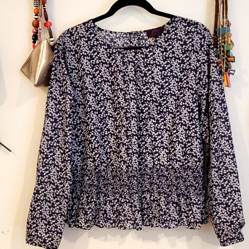 Liberty of London JCrew floral blouse Navy XL